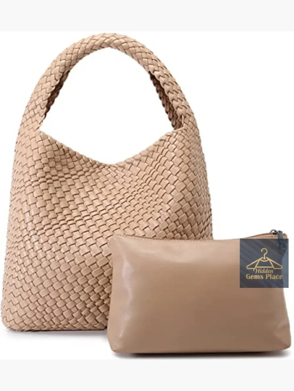 Vegan Leather Woven Hobo Bag Shoulder Tote Large Capacity